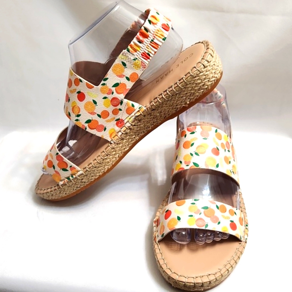 Cole Haan Grandseries Leather Fruit Filled Espadrille sandals (w sizes 7,8) - Picture 6 of 13